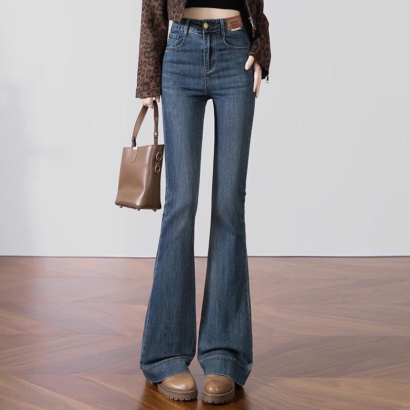 Sibo She Women's Slim-fit Washed Flared Jeans