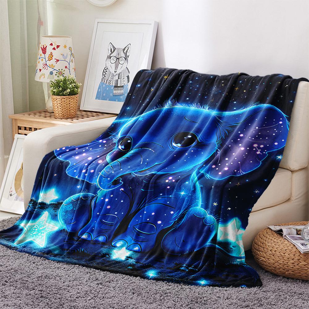 Elephant Print Flannel Blanket, High quality Comfortable for All Seasons, Home Decor, Warmth and Comfort, Perfect for Christmas Gifts