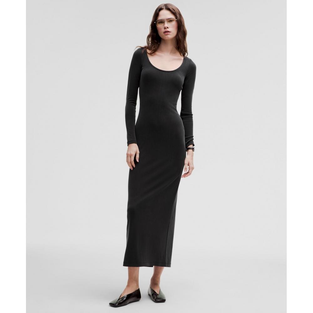 

Lululemon Drapey Softstreme Long Sleeve Maxi Dress Black XS