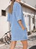 Vestito Chemise Mini in Denim Estivo da Donna con Colletto Scollo a V Vestito Jeans con Tasche