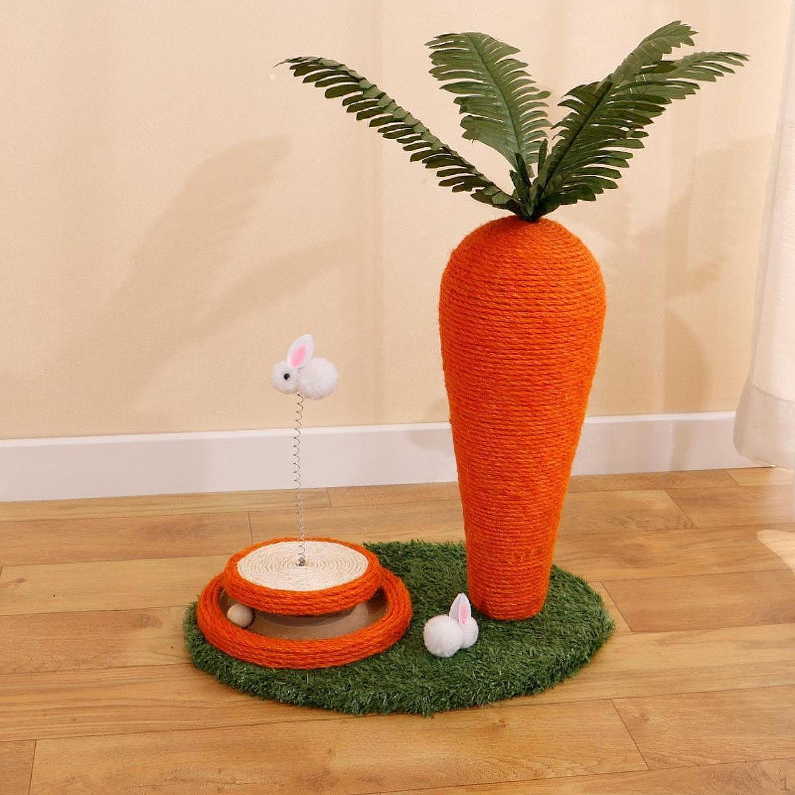 Cat Scratcher Post Claw Carrot Shape Scratching Board Climbing Tree for