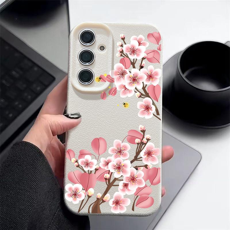Pink Peach Blossom Case For Samsung Galaxy A17 A56 A16 A36 A26 A55 A54 A15 A34 5G S25 Edge S24 S23 Ultra S24 FE Soft Phone Cover