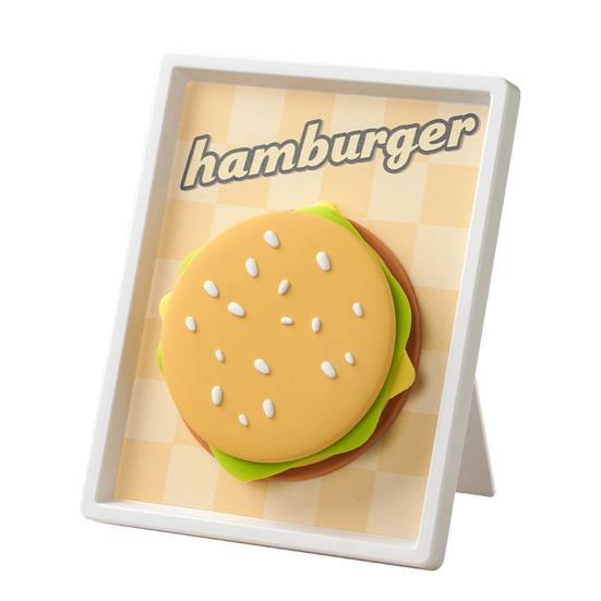 

Hamburger-Shaped Silicone Trivet Set with Magnetic Photo Frame Storage Heat-Resistant Non-Slip Placemats Coasters Easy-Clean Fun Kitchen Decor светло-желтого