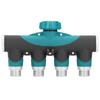4 Way Hose Splitter Metal Valve Water Distribution Controller Connector Garden Lawns Product