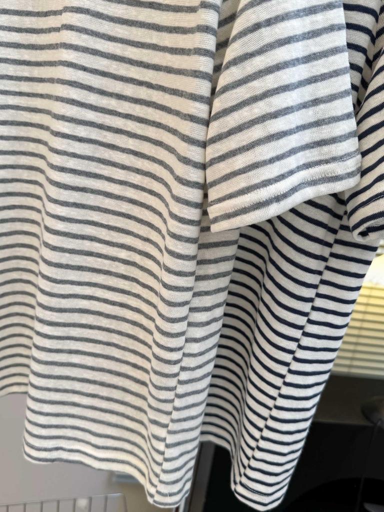 Korean Style Women's Niche Cartoon Embroidery Striped Half-Sleeve T-shirt