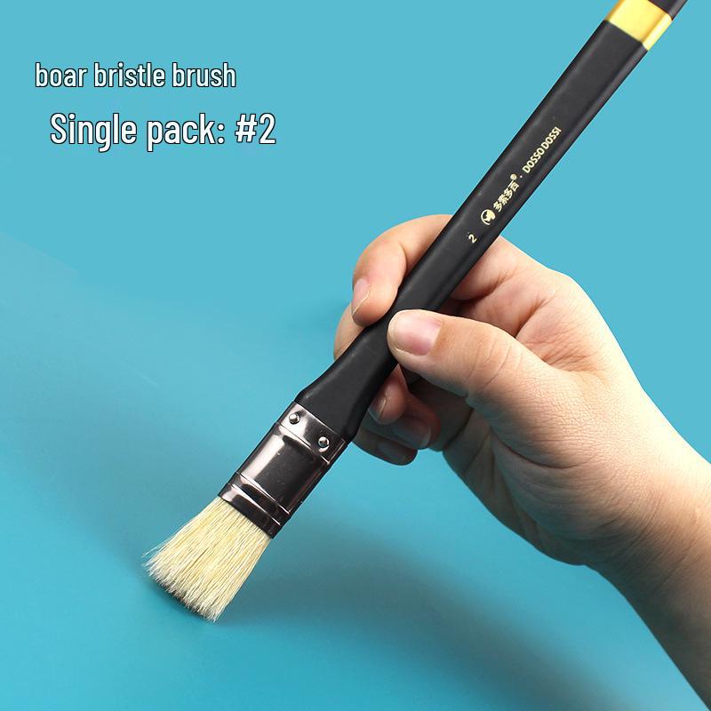 Flat Hog Bristle Brush for Acrylic, Gouache & Watercolor Painting