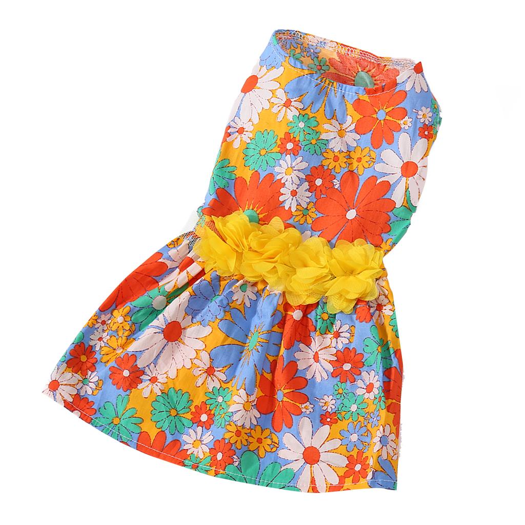 Hundekleid, weich, hautfreundlich, modisch, für den Urlaub mit Welpen, mit Blumendekor für Frühling und Sommer