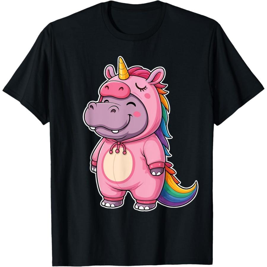 

Гиппопотам в костюме единорога для девочек детей Футболка с гиппопотамом XXXXXL чёрный