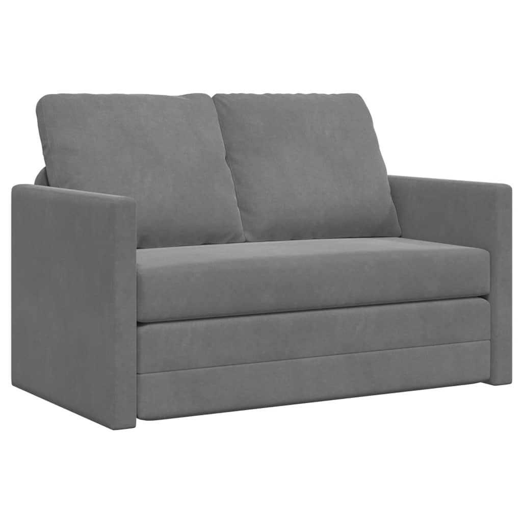 Floor Sofa with Sleeping Function Dark Gray 122x204x55 Cm Velvet