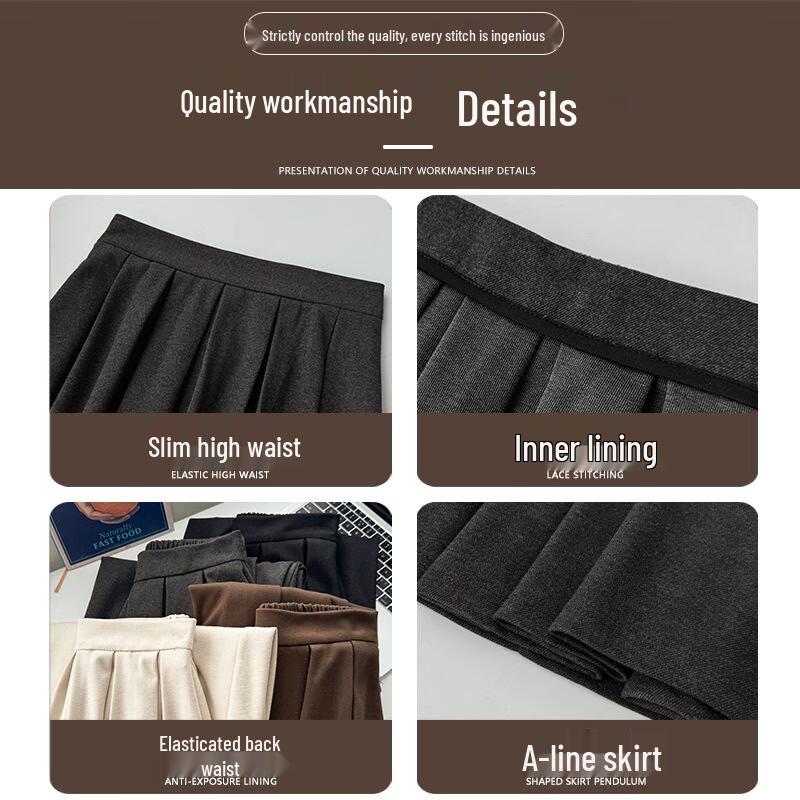 Women's High-Waist A-Line Pleated Tweed Midi Skirt