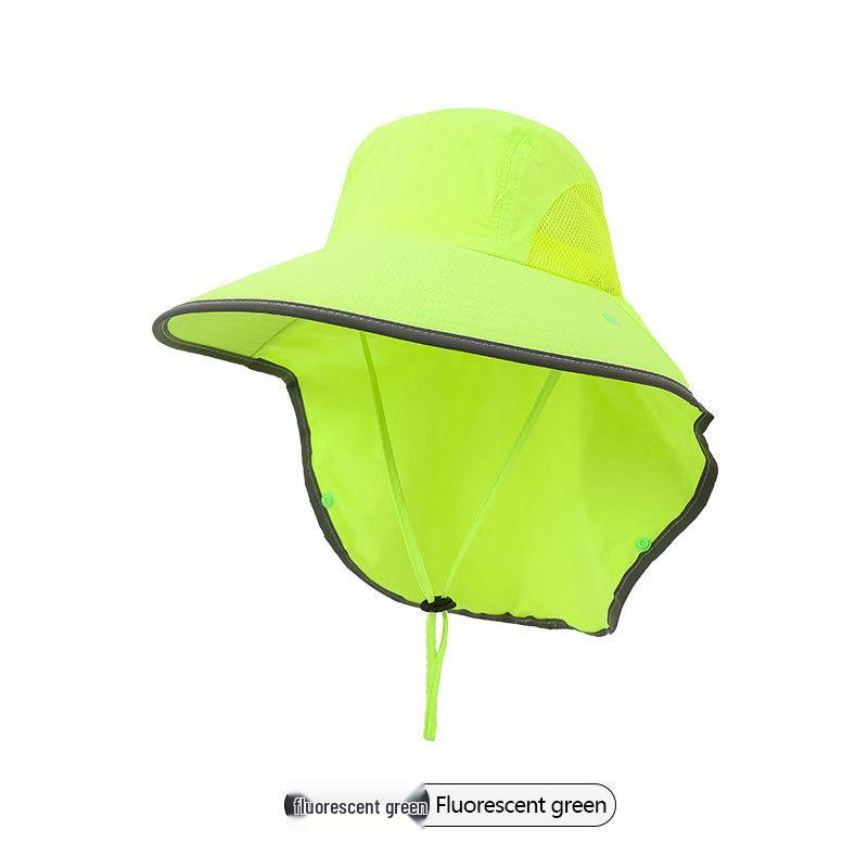 Men's Summer UV Protection Fishing Hat with Large Brim and Full Face Shield