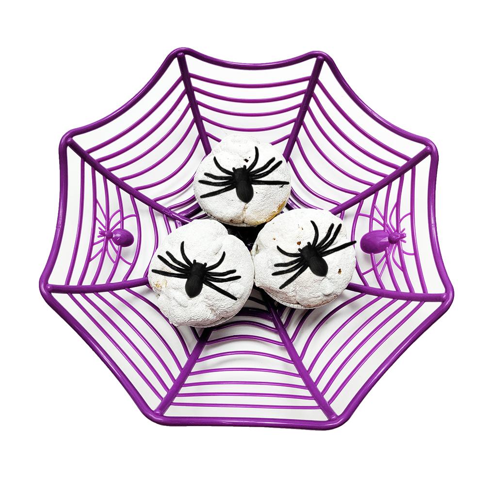 2024halloween Candy Basket Black Orange Spider Web Bowl Biscuit Packaging Basket Fruit Plate Trick Or Treat Halloween Decoration