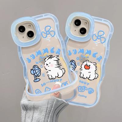 Applicable To Huawei P40 Mobile Phone Case Apple 14pro Summer Hair Dryer Cat and Dog Vivo/Xiaomi/oppo Dual Bracket