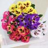 Silk Cloth Artificial Pansy Flowers Dyed Edged Flower Bouquet Simulation Flowers  Photography Props
