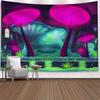 Mushroom Forest Tapestry, Peach Skin Velvet Background Fabric, Polyester Digital Printing Wall Carpet, Room Decoration Hanging Fabric