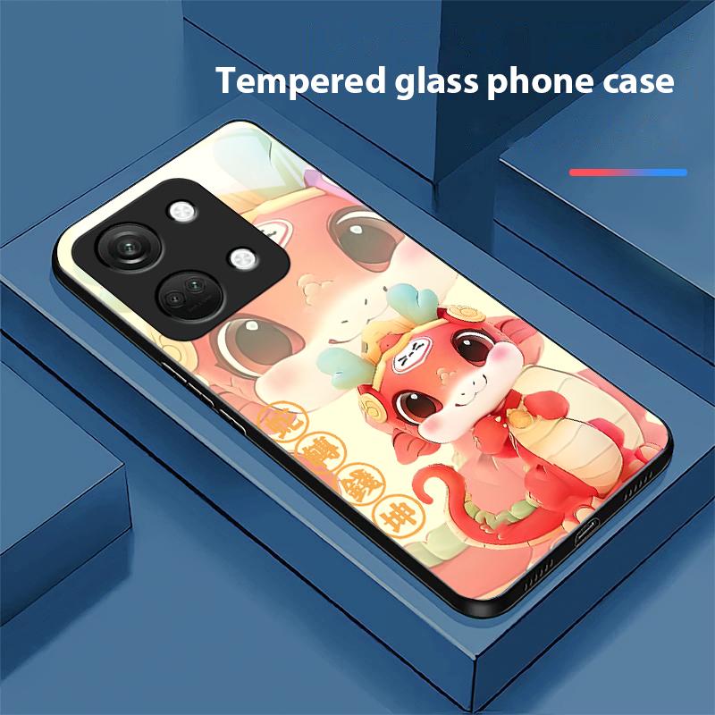 

New Cartoon Snake For OnePlus Nord 3 5 6T 7 Pro 8 12 10T Reno8 Lite 5G 10R Nord N30 Hard Shell Tempered Glass Phone Case Black For OnePlus 10R 5G