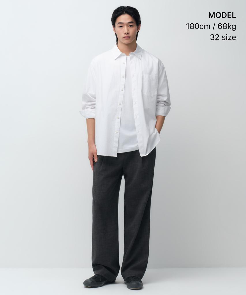 MUSINSA STANDARD Crinkle Linen-Like Wide Elastic Pants [Charcoal Gray]