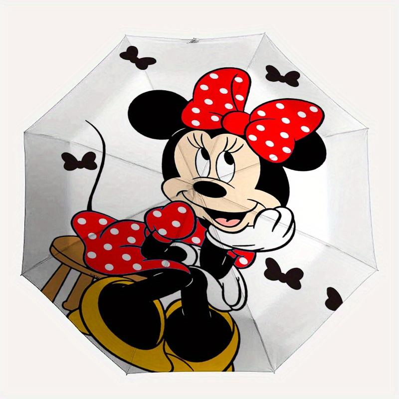 Minnie Mouse Themed Automatic Opening and Closing Folding Umbrella, Reinforced 8 Ribs, Compact Travel Design, Fashionable Folding Umbrella,