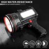 Super Bright LED Spotlight Rechargeable 7800 Lumen 12800mAh Long Lasting Searchlight Flood Fishing Hiking Camping Flashlight