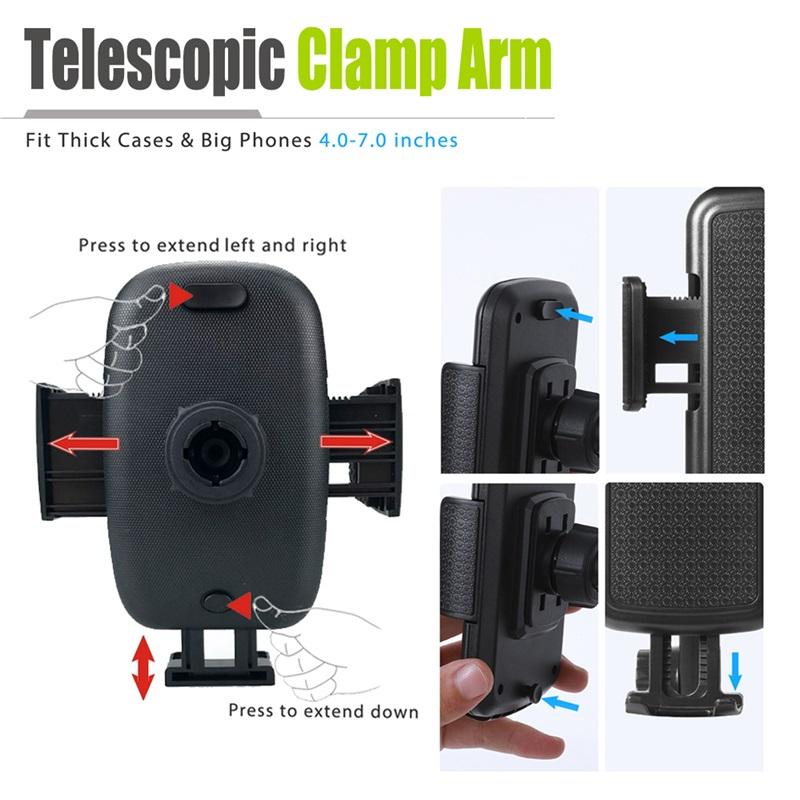 Universal 2 In 1 Car Cup Mount Holder Phone Holder 360 Degree Rotation Telescopic Clamp ArmAdjustable Base