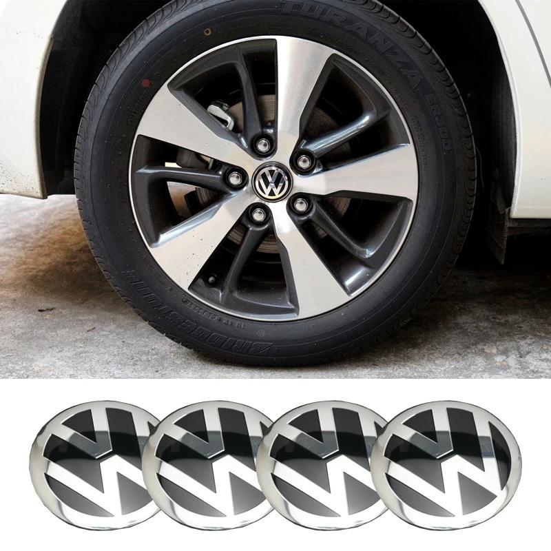 2025 Hot 4Pcs Car Wheel Hub Center Cap Metal Emblem Stickers For Volkswagen GTI R-Line R Polo T5 Golf Passat Scirocco Jetta Beet
