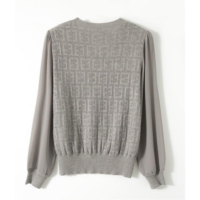 Fashionable Knitted Women's Autumn Wear Micro Transparent V-neck Long Sleeved Top T-Shirts Women’s