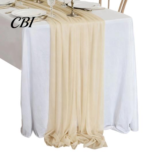 Chiffon Table Runner Sheer Flowing Runner, Wedding Elegant Solid Color Charming Dining Accessory for Home Bridal Shower Party Decor