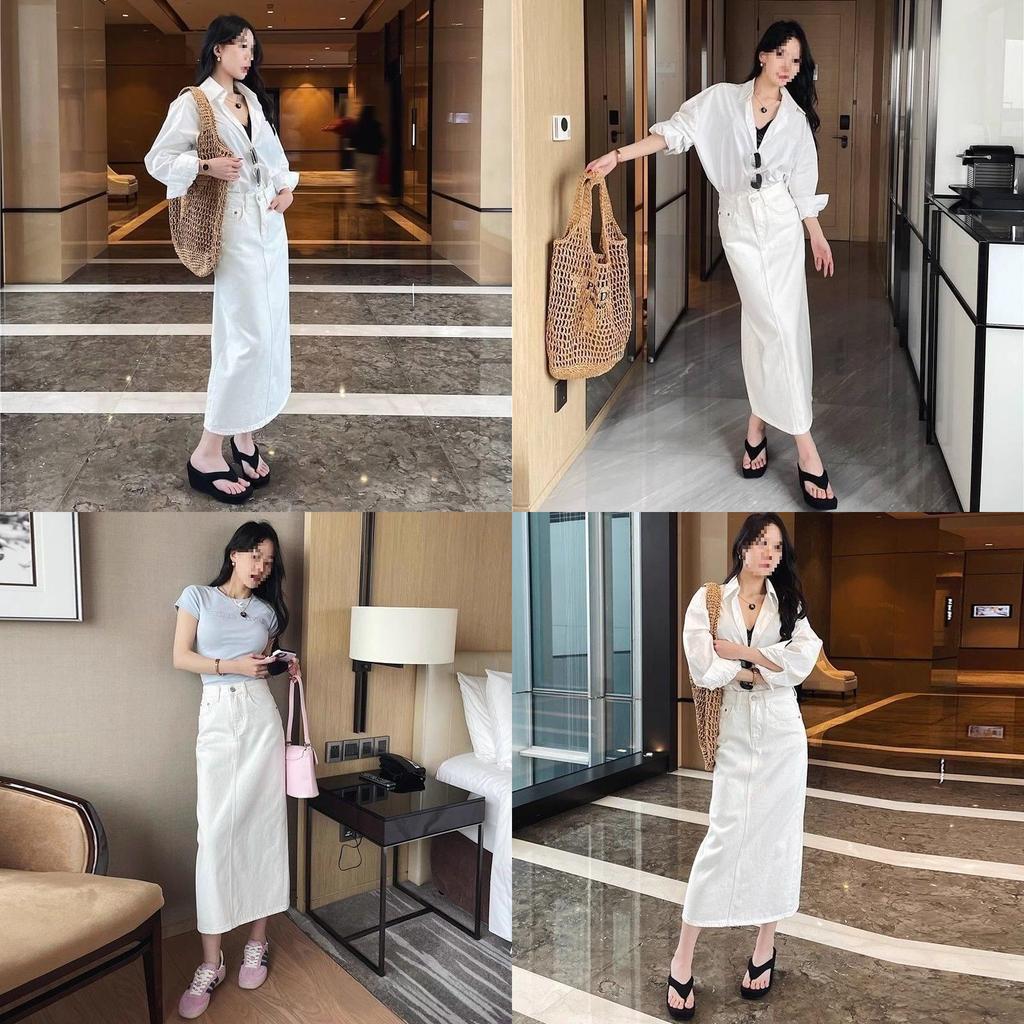 Cotton Blend High Waist Skirt With Zipper For Summer Chic Women