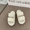 Thick Bottom Heightening Non-slip Stepping On Shit Cool Slippers 2025 New One-word Velcro Slippers Fashionable and Comfortable Outer Wear