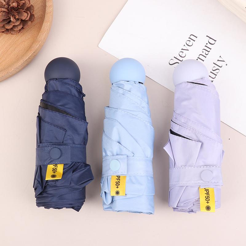 Five-Folding Dual-Purpose Capsule Umbrella Sun Protection Sunshade Pocket Women'S Umbrella Compact Umbrella Foldable Rain