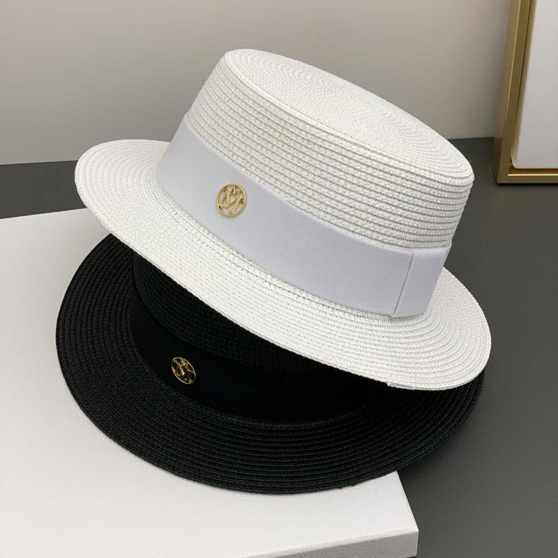 M standard hat women's spring and summer British versatile top hat seaside sun protection beach visor flat top straw hat