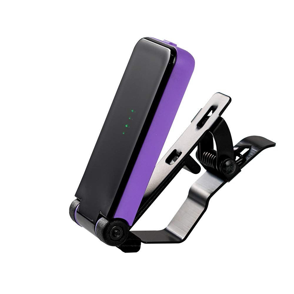 FLAMMA FT01 Clip-On Tuner for Guitar, Bass, and Ukulele with Power Saving Mode and LED Display, Purple