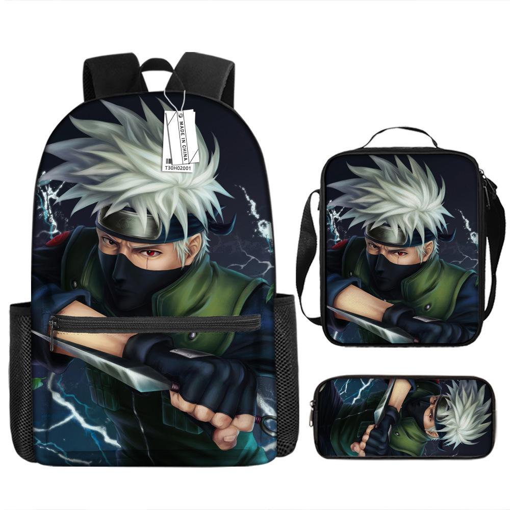 Naruto Naruto Rucksack Kakashi Naruto Uchi Grund- und Mittelschule Schultasche Kinderrucksack Dreiteiliges Set