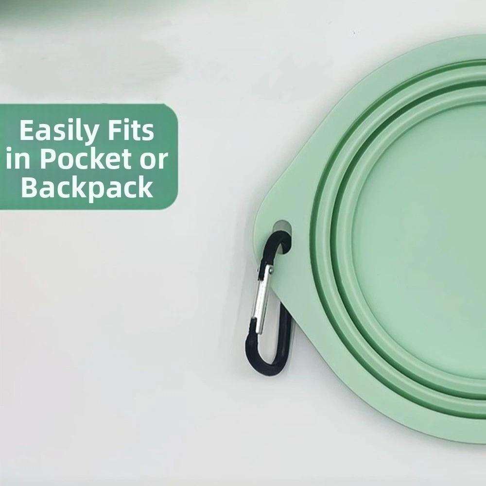 Large Capacity Foldable Silicone Bowl Double Ear Buckle Leak Proof Collapsible Dog Bowl Macaron Color Anti-slip