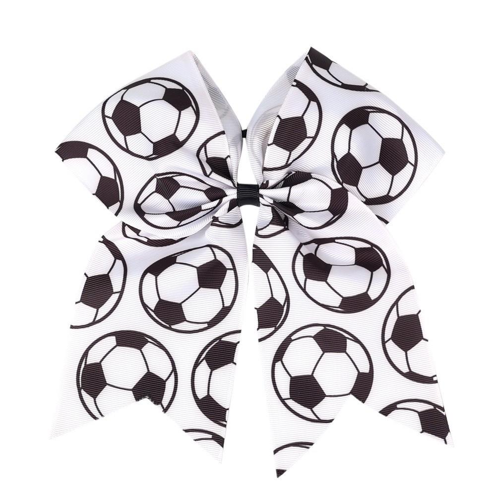 

Fashion Football Pattern Bow Hair Clip Elastic Hairpin Gift Fashion Hair Accessories Game Day Hair Tie White