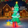 7.8FT LED Lit Inflatable Xmas Yard Decor Christmas Tree with Santa Snowman Gift Christma Supplies Home Decor Ornaments Toy Gifts