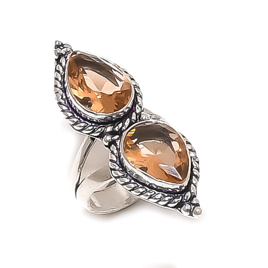 Natürlicher Morganit Edelstein Handgefertigter 925 Sterling Silber Schmuck Ringgröße 8 ETC-13956