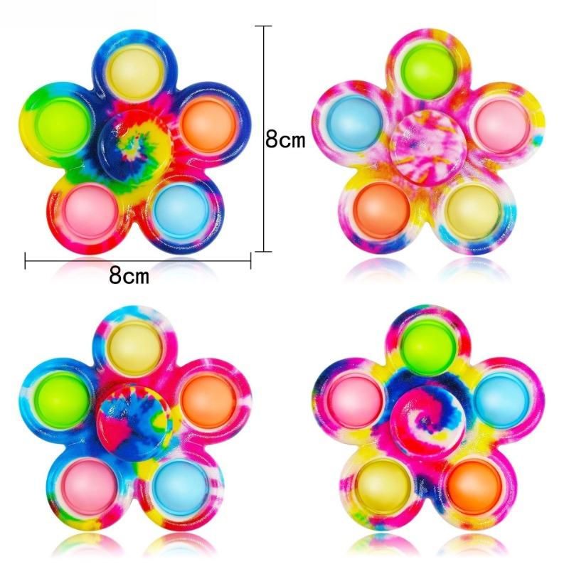 Funny Tie Dye Simple Fidget Spinner Finger Push Bubble Rotating Fidget Spinner For ADHD Anxiety Stress Relief Sensory Toys Kids