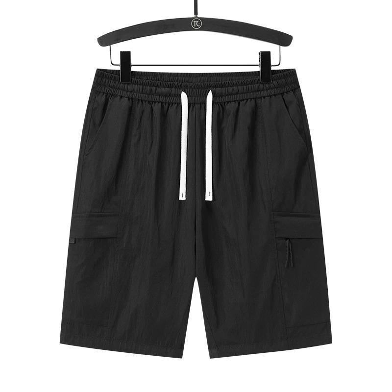 

Летние стильные шорты для мужчин Быстросохнущие Охлаждающие Шорты Повседневные Дышащие Шорты с карманами на молнии Свободного кроя XXXXL чёрный