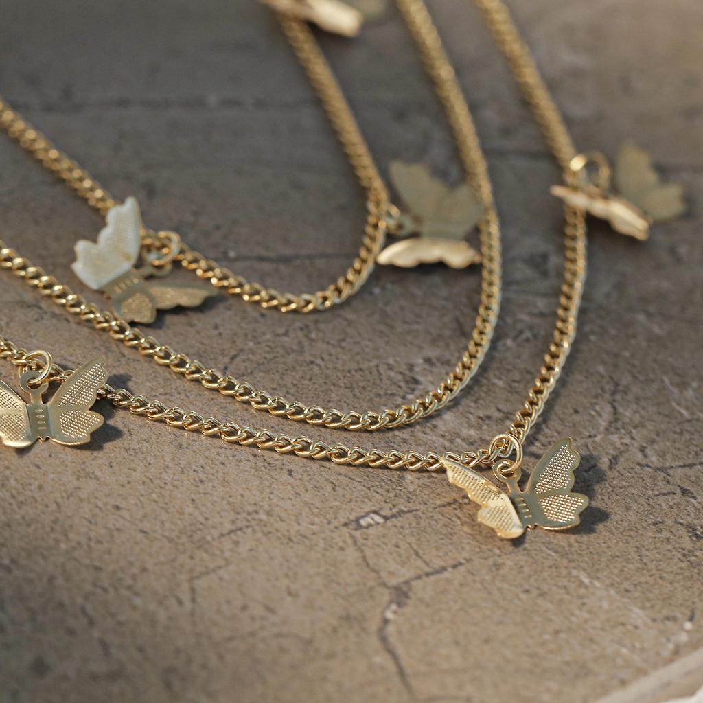 Punk tassel U-shaped versatile body chain female, multi-layer chain small butterfly pendant waist chain