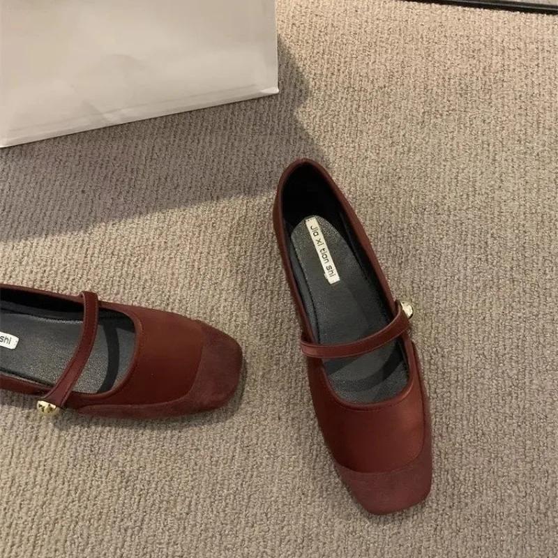 Fashion 2024 Fashion Women's Shoes Buckle Strap Women's Flats Fashion Shallow Daily Flats Women New Square Toe Flat Low Heels Zapatos