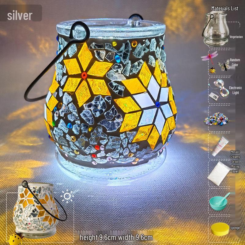 Glass Mosaic Candle Holder DIY Kit: Handmade Parent-Child Educational Toy for Children's Day