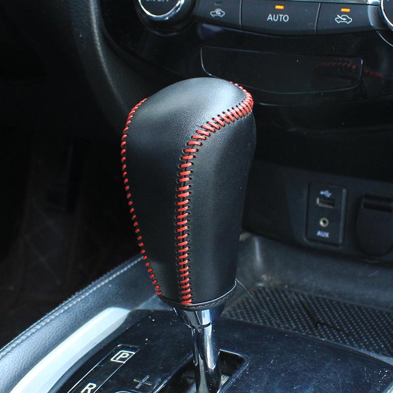 Auto-Schaltknauf-Abdeckung für Nissan Qashqai 2016–2018, X-Trail 2014– Murano 2014–2022, Leder-Getriebe-Schaltknauf