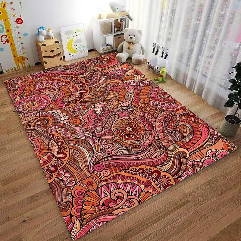 Bohemian Style Carpet with Abstract Floral and Paisley Patterns Suitable for Use As an Anti-slip for Living Room Bedroom Sofas