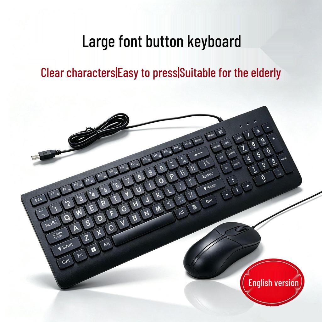 Large Print Wired Keyboard for Seniors - Chinese Font