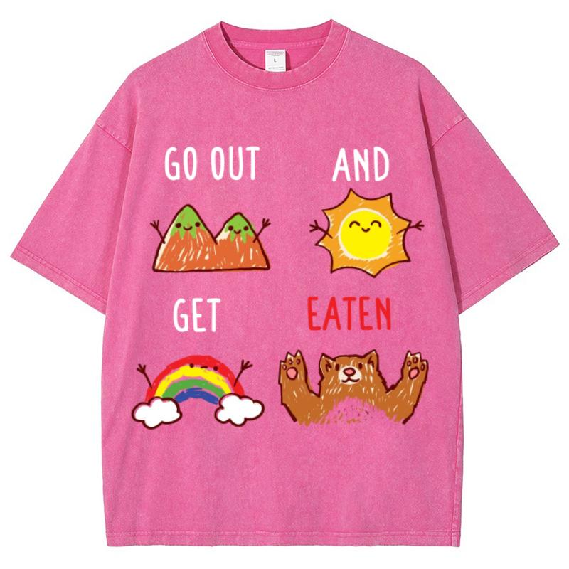 Girly Cartoon Graphic Print Washed Women T-Shirt Cotton Loose Oversized Short Sleeve Cute Design Top Tee