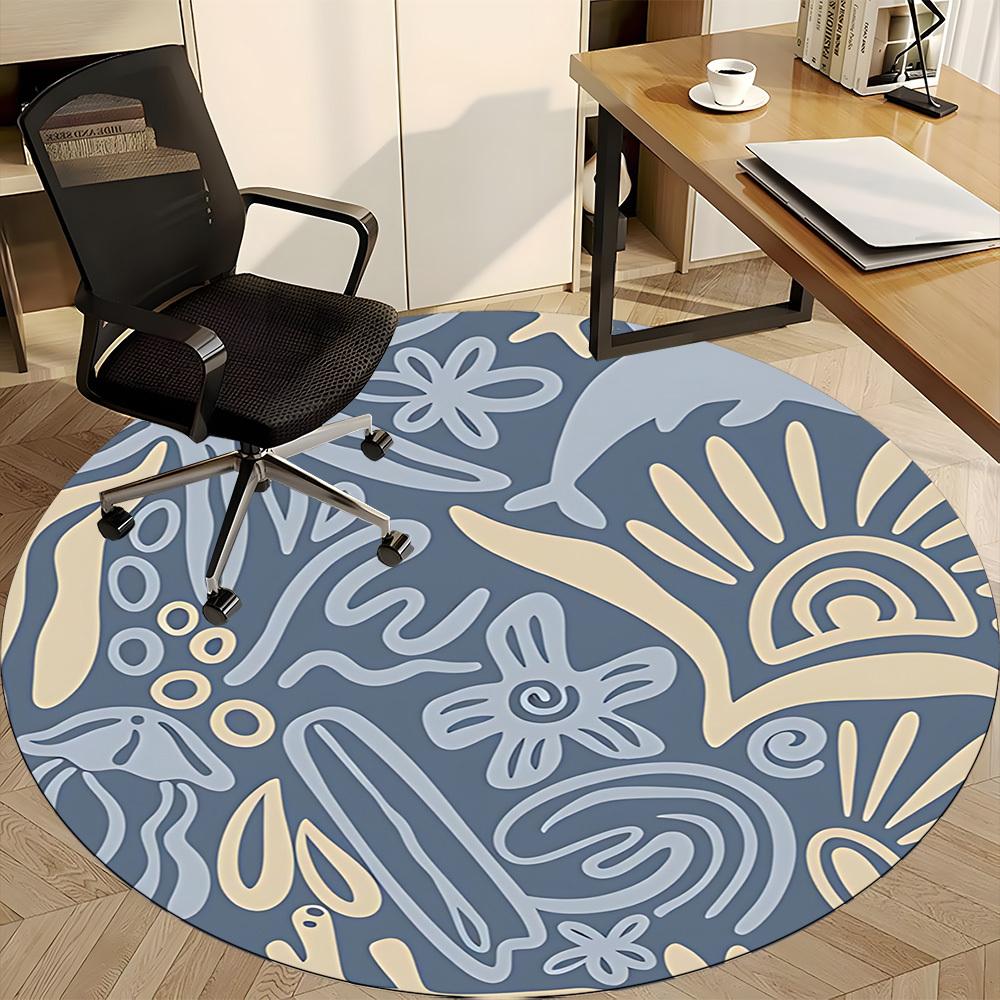 1pc Floral Patterns Office Round Area Rug, Indoor Mat Suitable For Office, Under Office Chairs Bedroom Living Room Home Decor, Room Deco