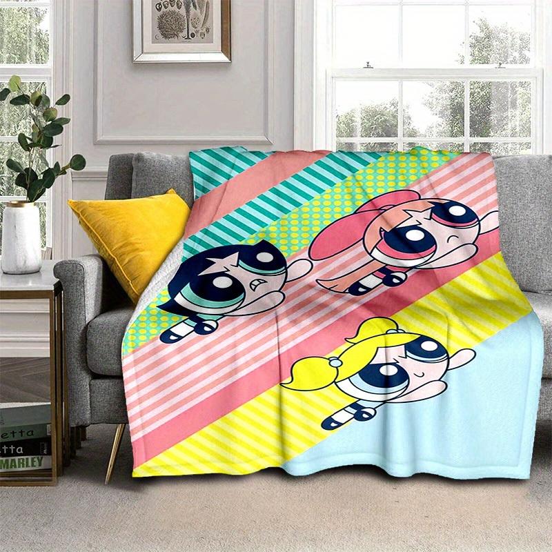 1pcPowerpuff Plush Throw Blanket - Soft and Cozy for All Seasons - Perfect Gift IdeaA043038m