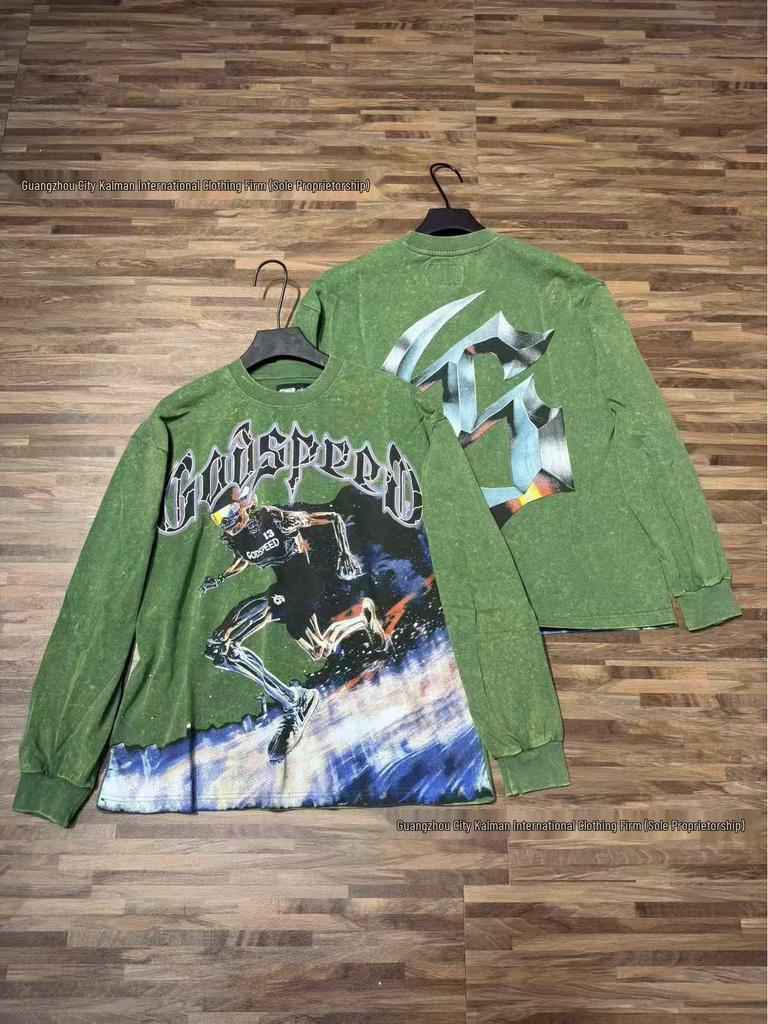 Godspeed Skull Rock Retro Pure Cotton Hoodie - Autumn/Winter American Style Streetwear for Men