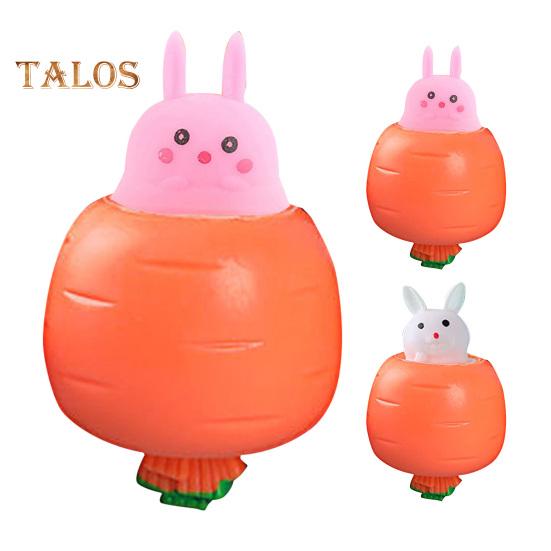 4Pcs Popping Rabbit Carrot Squeeze Toy Anxiety Stress Relief Bunny Radish Sensory Pinch Toy Kids Adults Vegetable Animal Fidget Toy
